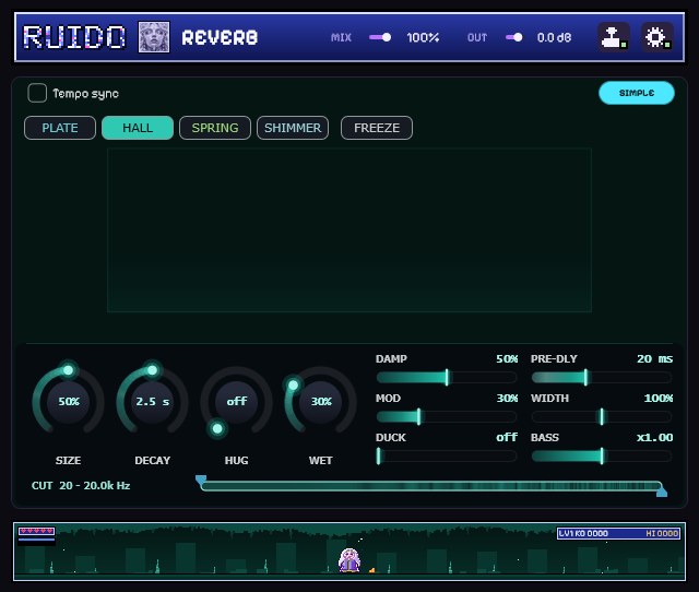 RUIDO Reverb in advanced mode